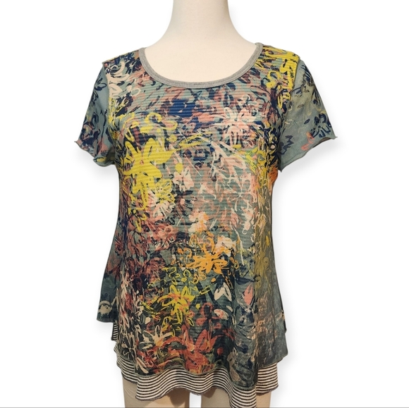 SUNDANCE CATALOG ARTIST'S TAKE LAYERED TEE SZ M - Picture 2 of 8